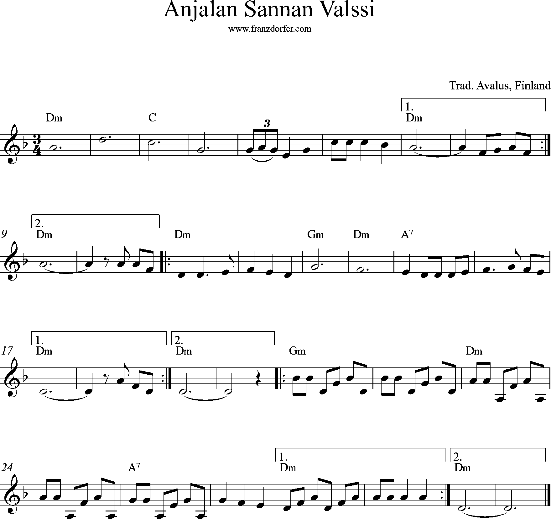 Akordeon sheetmusic, d-minor